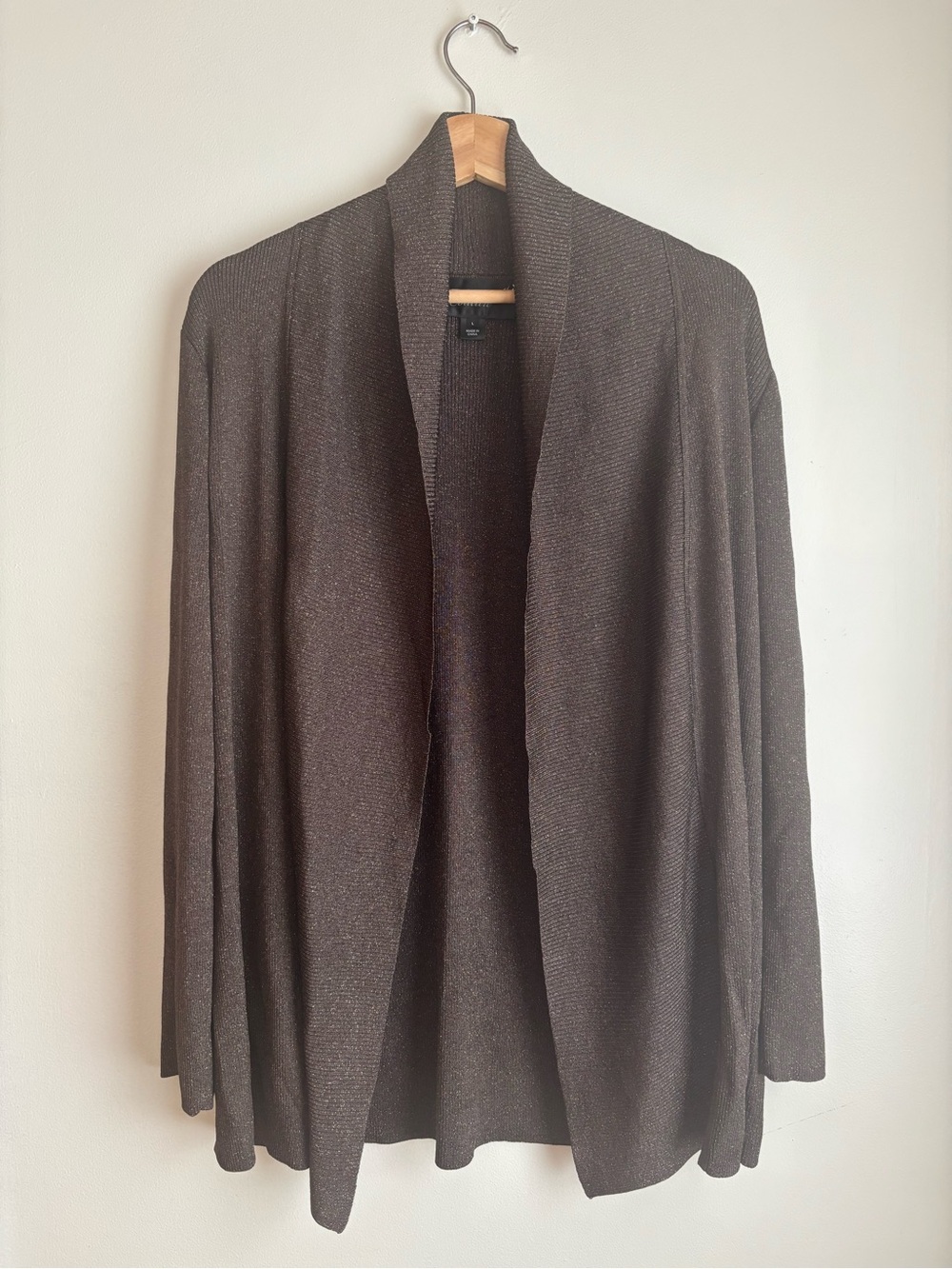 St. John Couture Open Front Cardigan Brown Metallic Knit jacket Sz Large